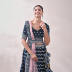 Teal Blue Embroidered Bridal Lehenga